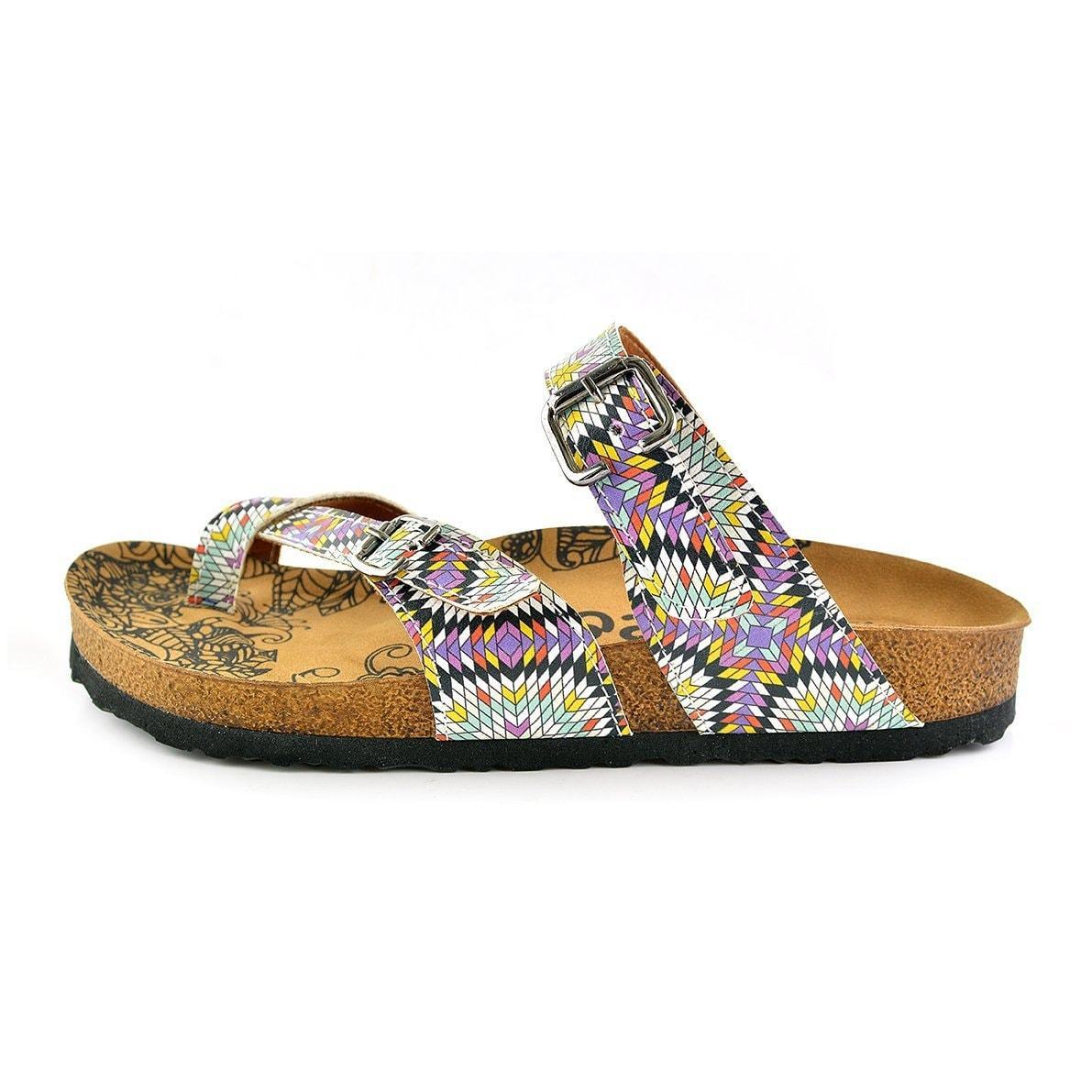 White & Pink Mosaic Strappy Sandal CAL1004 (737685110880)