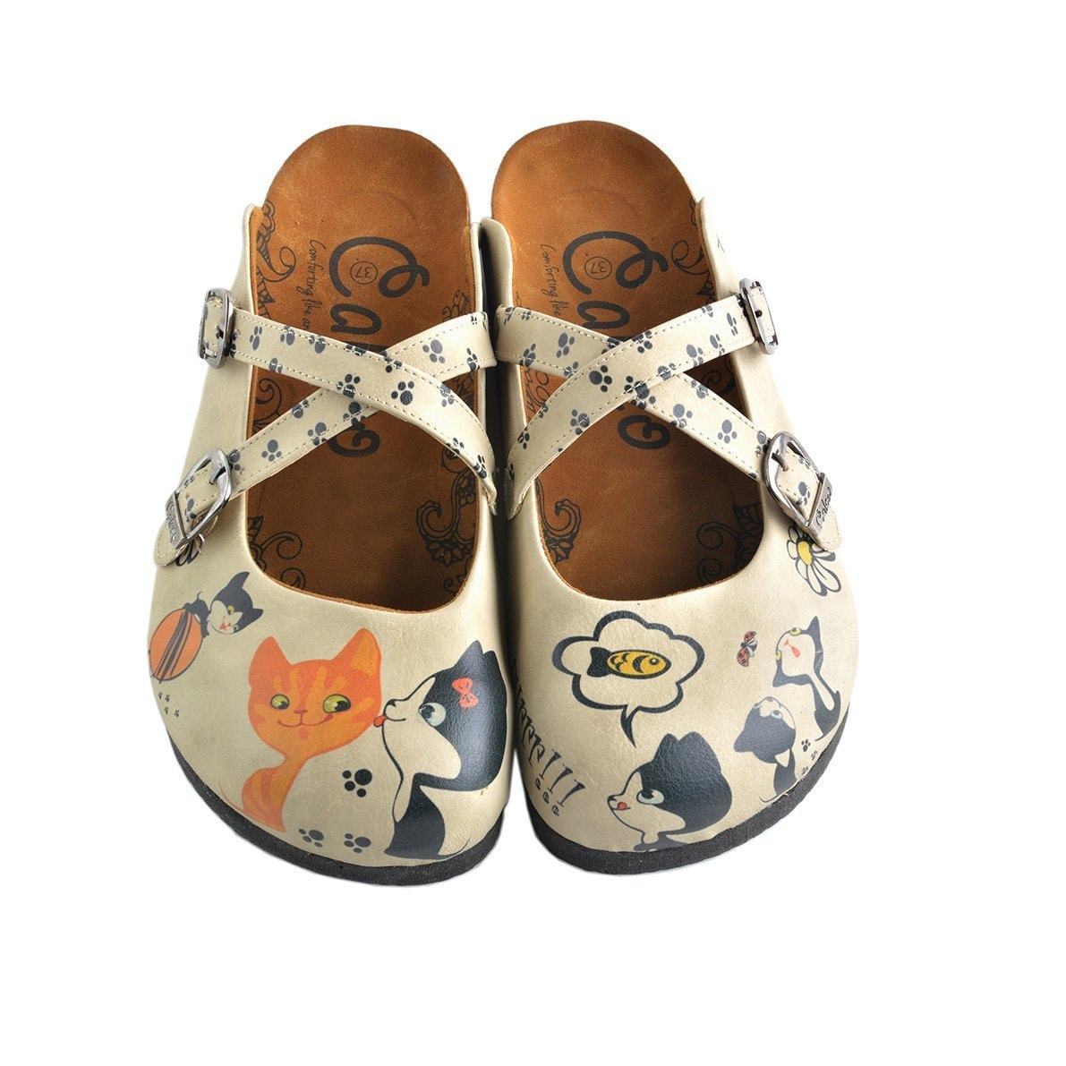 Off-White & Navy Cat Clogs CAL146 (737682849888)