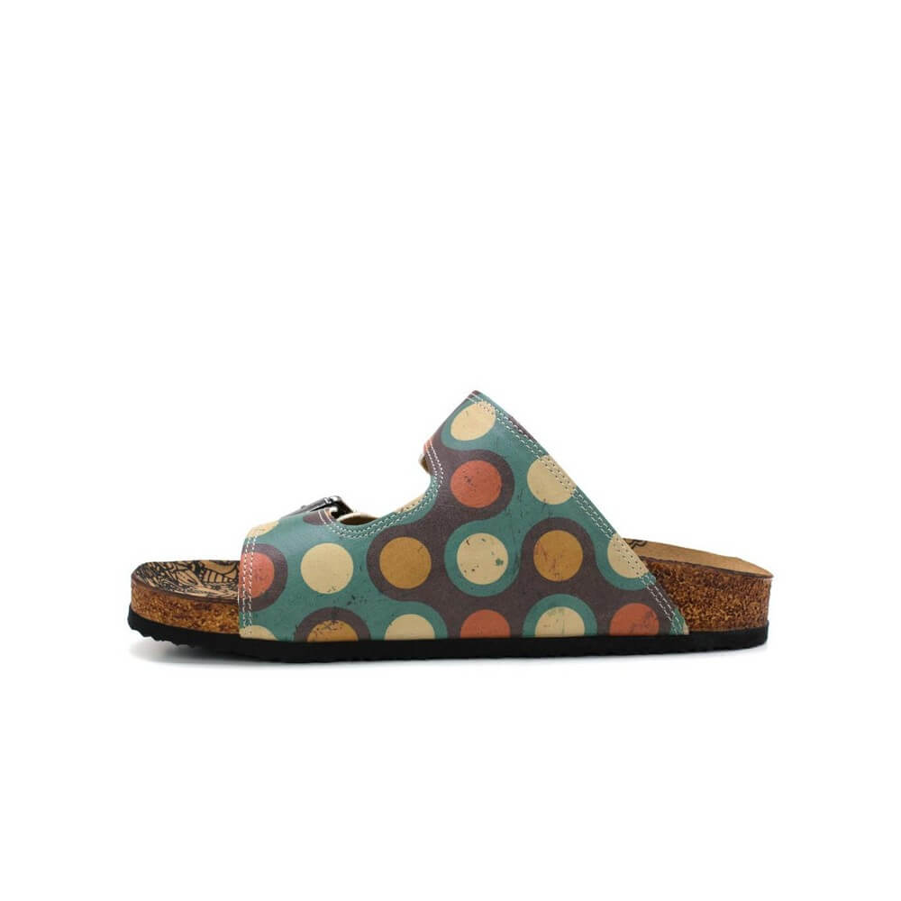 Blue & Orange Dot Two-Strap Buckle Sandal CAL201