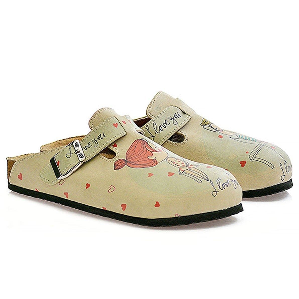 Cream Sketch Love Clogs CAL307 (737682194528)