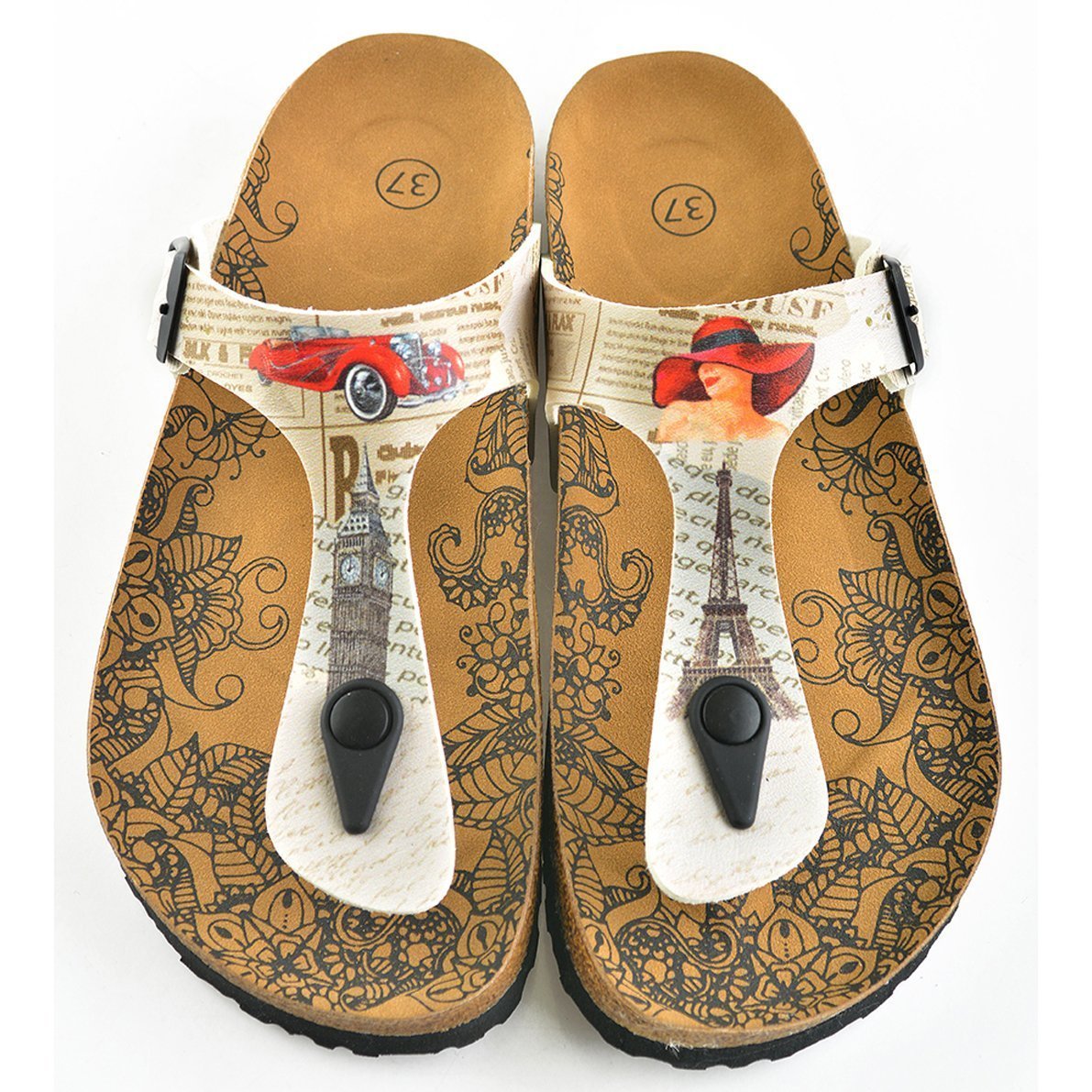 Ivory Travel T-Strap Sandal CAL506 (737680949344)