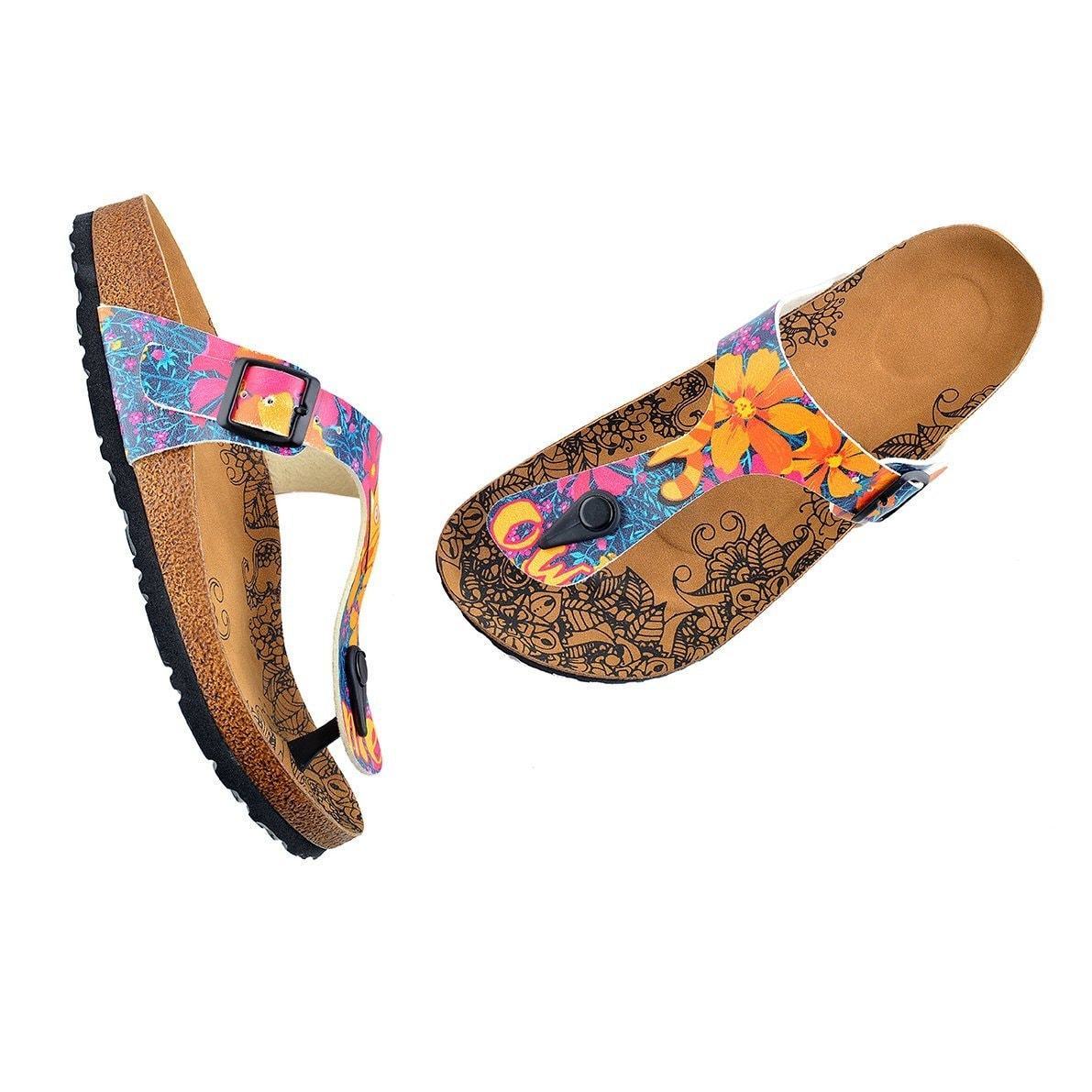 Yellow & Blue Meow T-Strap Sandal CAL517 (737680261216)