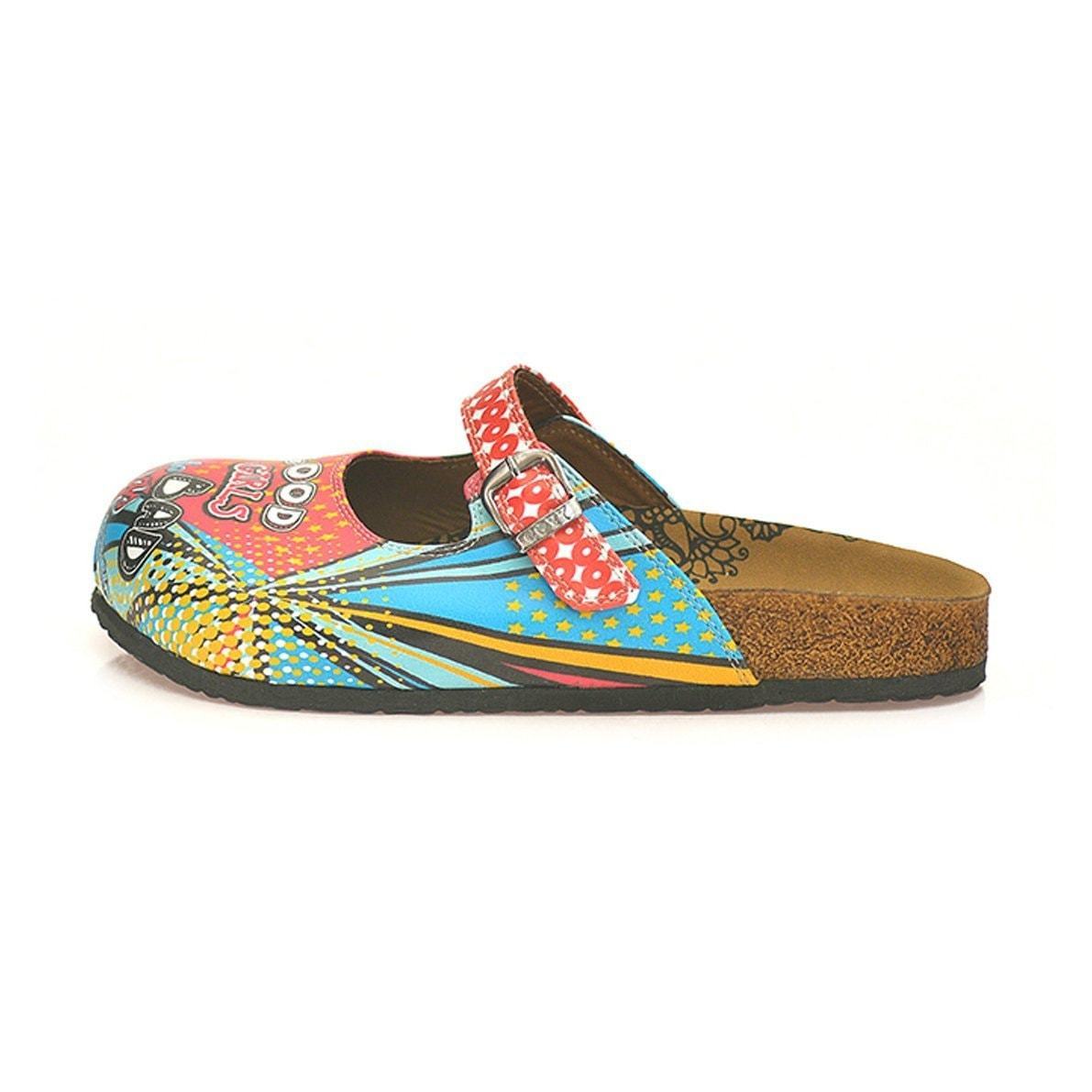 Red & Blue Good Girls Do Bad Things Clogs CAL801 (737679638624)