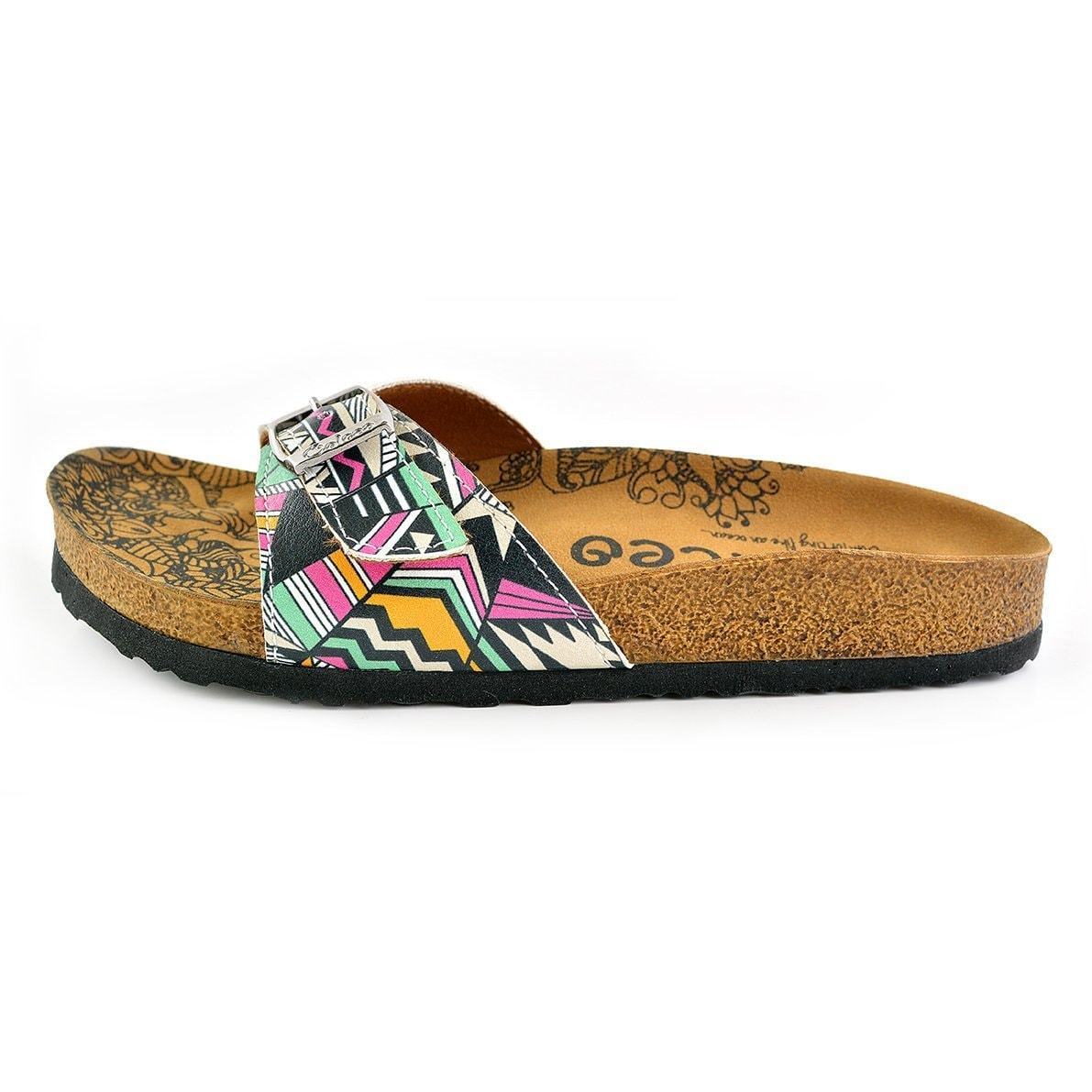 Mint & Pink Geometric Buckle-Accent Sandal CAL903 (737679081568)