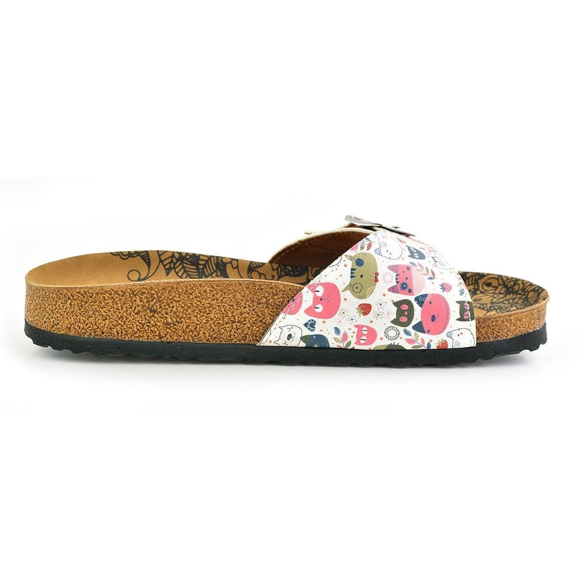 White & Red Cat Buckle-Accent Sandal CAL906 (737678950496)
