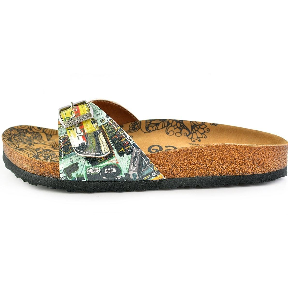 White & Green Abstract Buckle-Accent Sandal CAL907 (737678917728)