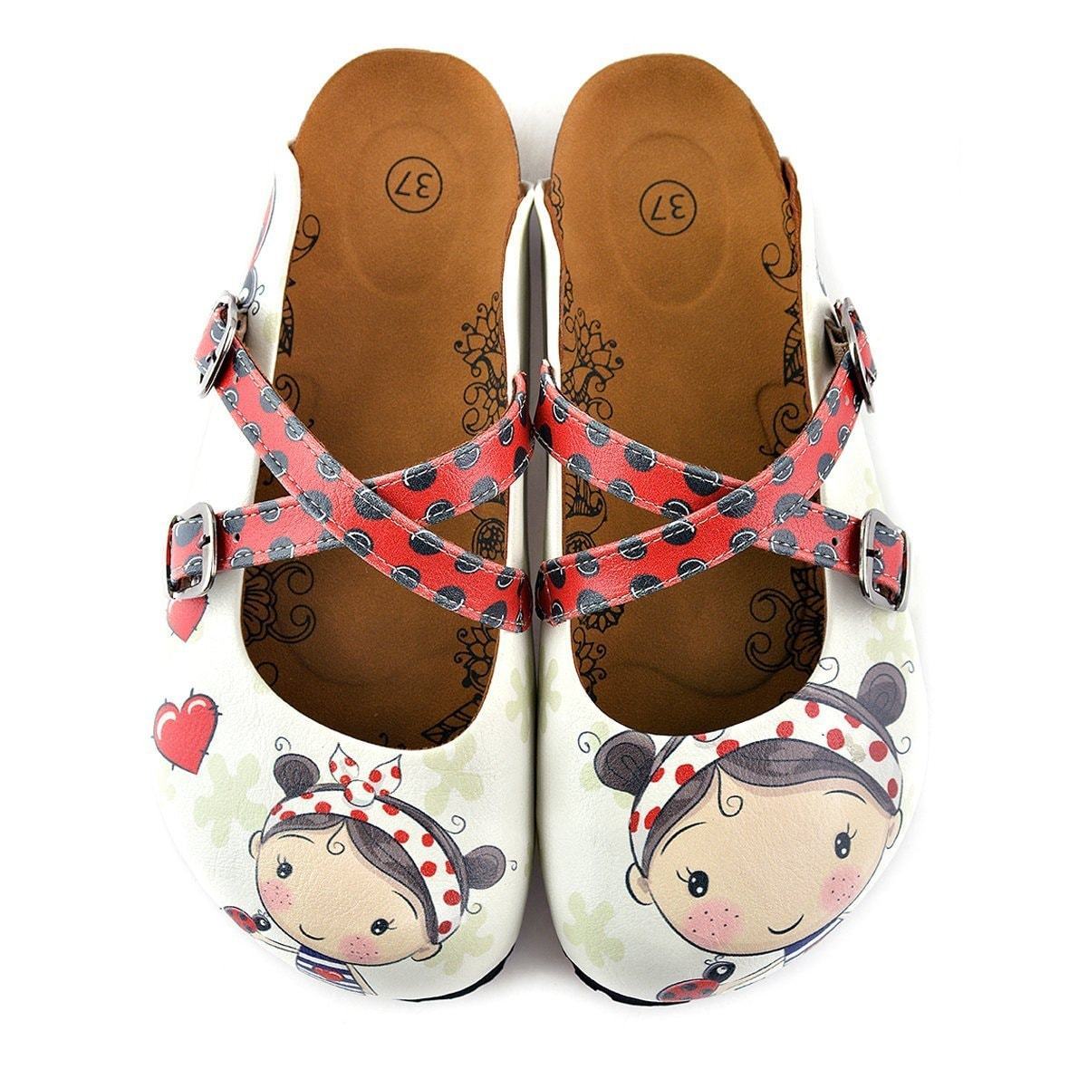 Red & White Girl clogs, mevsim WCAL120 (737673576544)