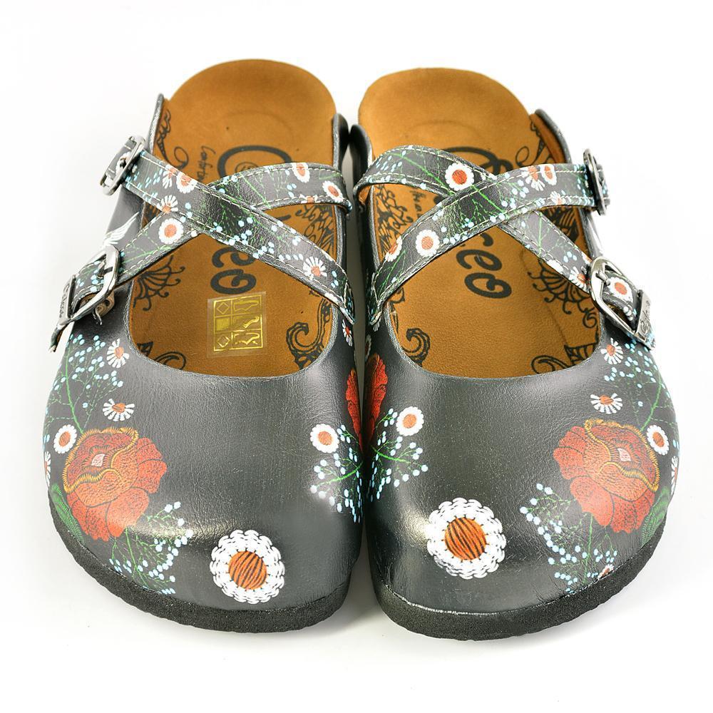 Black & Red Floral Crisscross Clogs WCAL165 (737756577888)