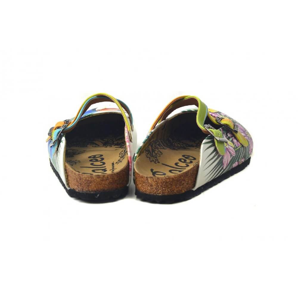 Pinke und blaue Tropical Toucan Clogs - WCAL3239