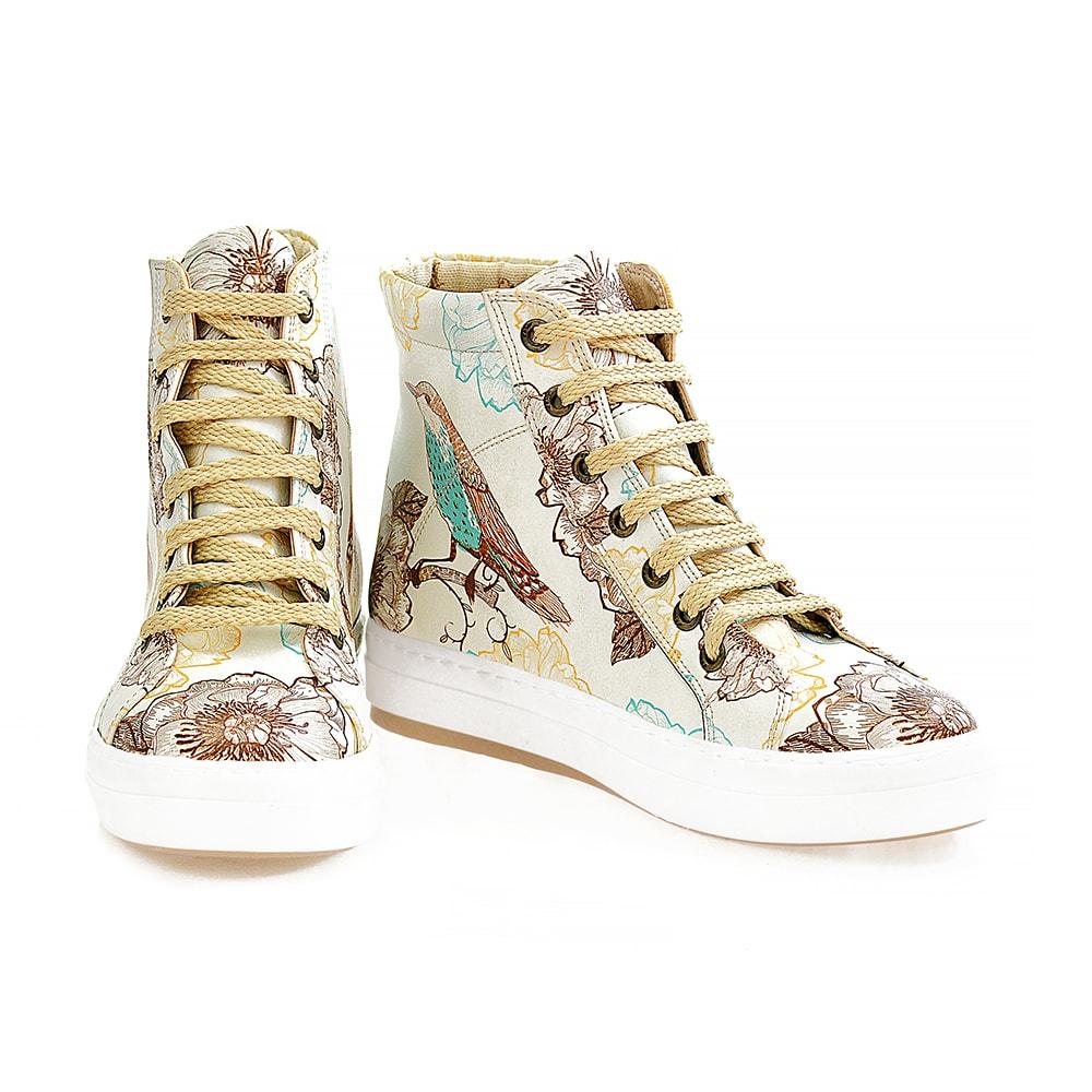 Flowers and Bird Sneaker Boots WCV2026 (1405820633184)