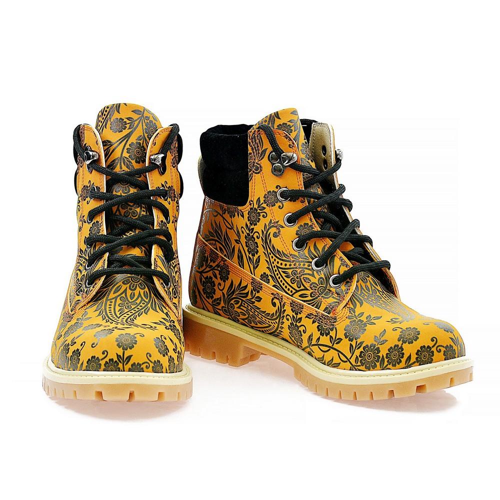 Orange & Black Drawings in Art Short Boots ACAT104 (1329354997856)