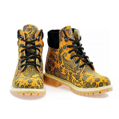 Orange & Black Drawings in Art Short Boots ACAT104 (1329354997856)