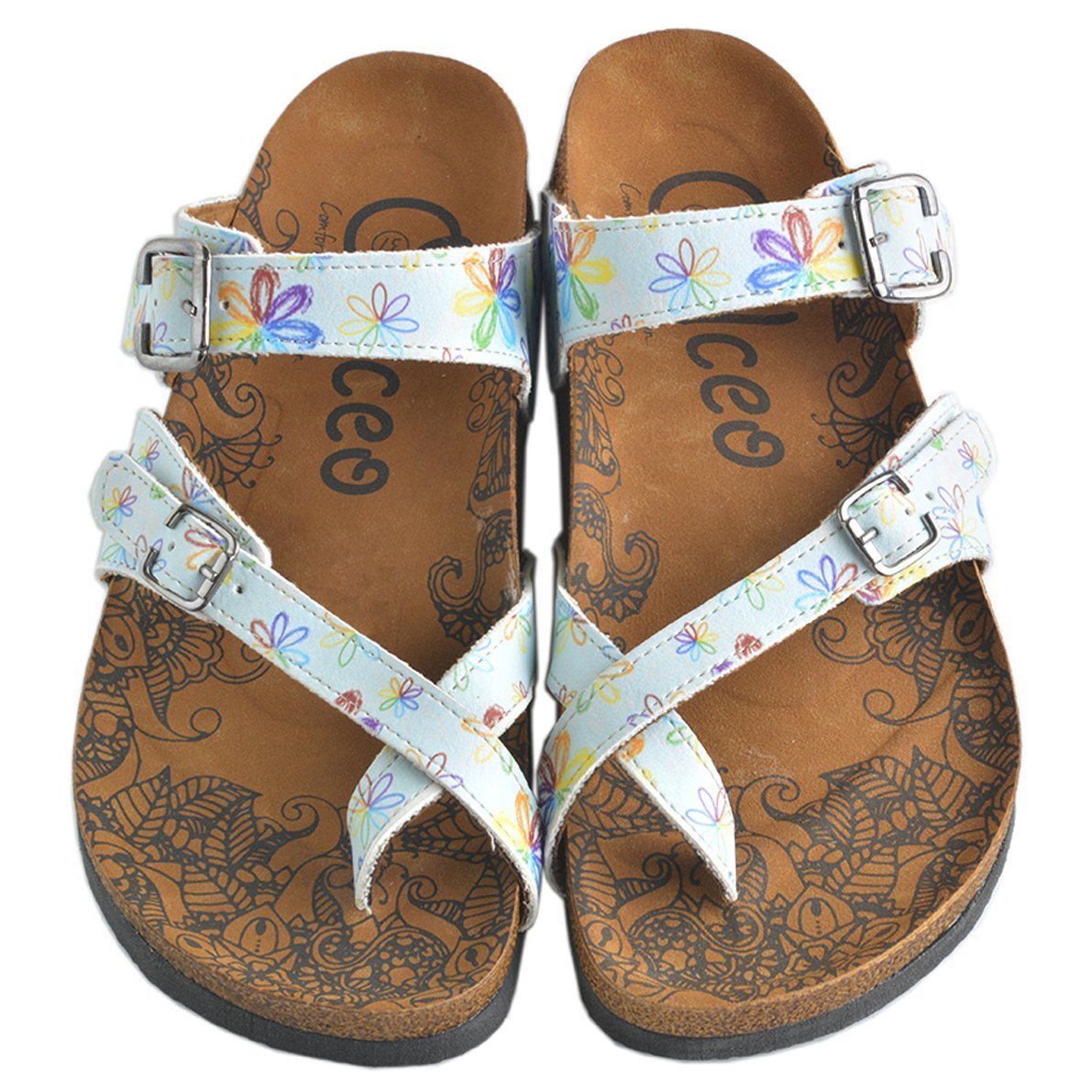 Light Blue Floral Sandal CAL1007 (737684881504)