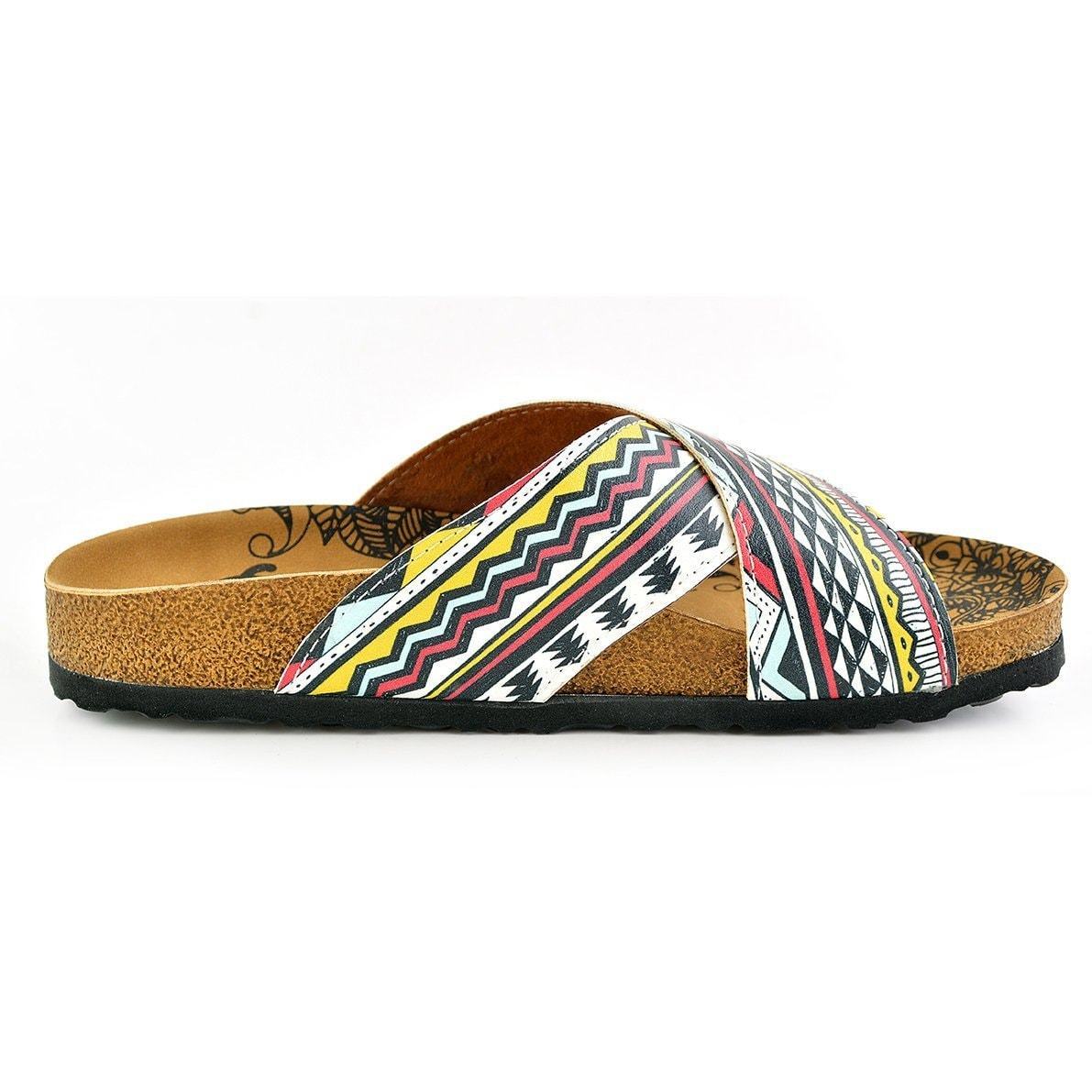 White & Red Geometric Cross-Strap Sandal CAL1106 (737683308640)