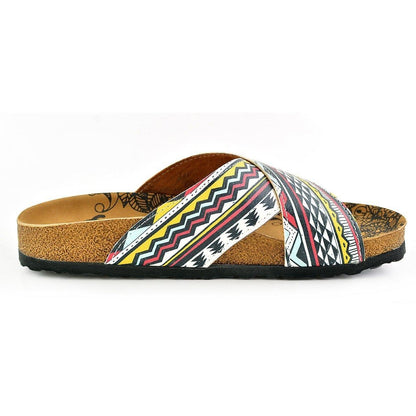 White & Red Geometric Cross-Strap Sandal CAL1106 (737683308640)