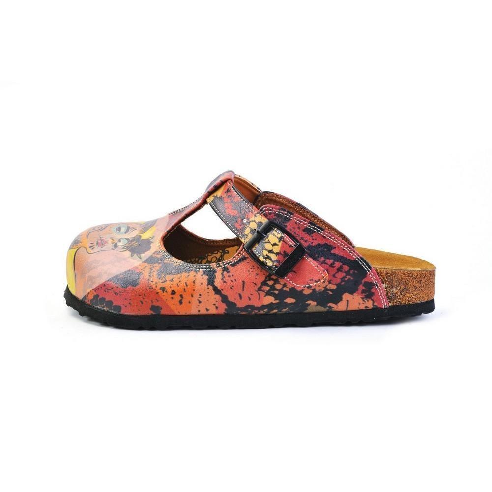 Red & Pink Abstract Woman T-Strap Mule CAL1506 (774933577824)