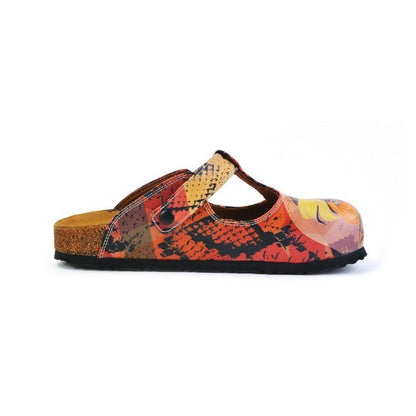 Red & Pink Abstract Woman T-Strap Mule CAL1506 (774933577824)