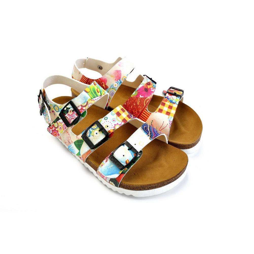 Colored Strip and Colored Flowers Mixed Patterned Clogs - CAL1902 (774934593632)