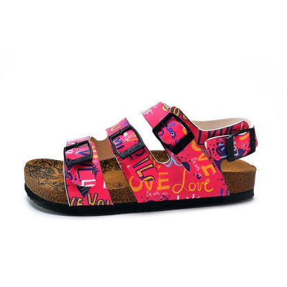 Pink, Yellow Color Hearts Pattern and Love Written Patterned Clogs - CAL1907 (774944718944)