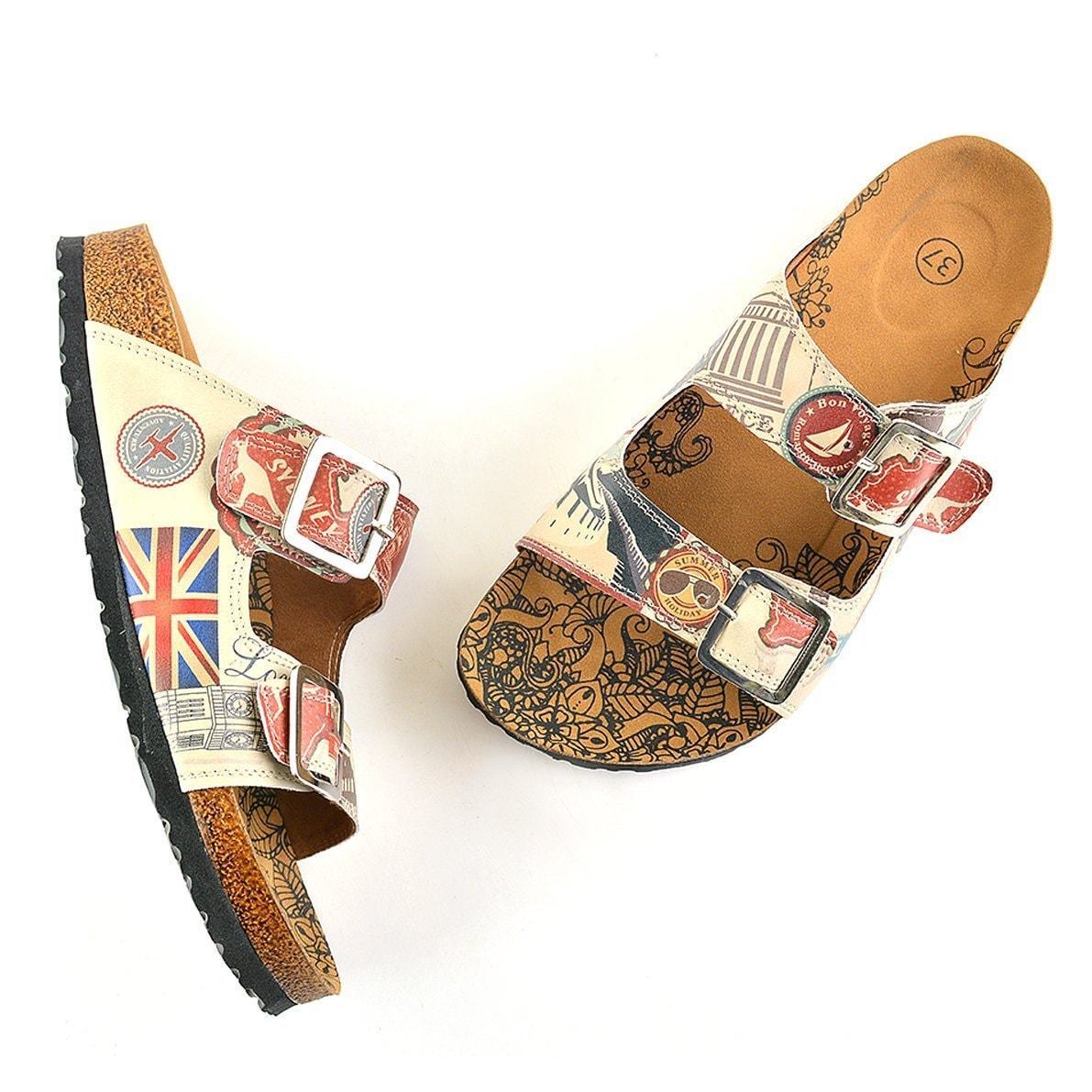 Cream & Red Italy Two-Strap Buckle Sandal CAL202 (737682751584)