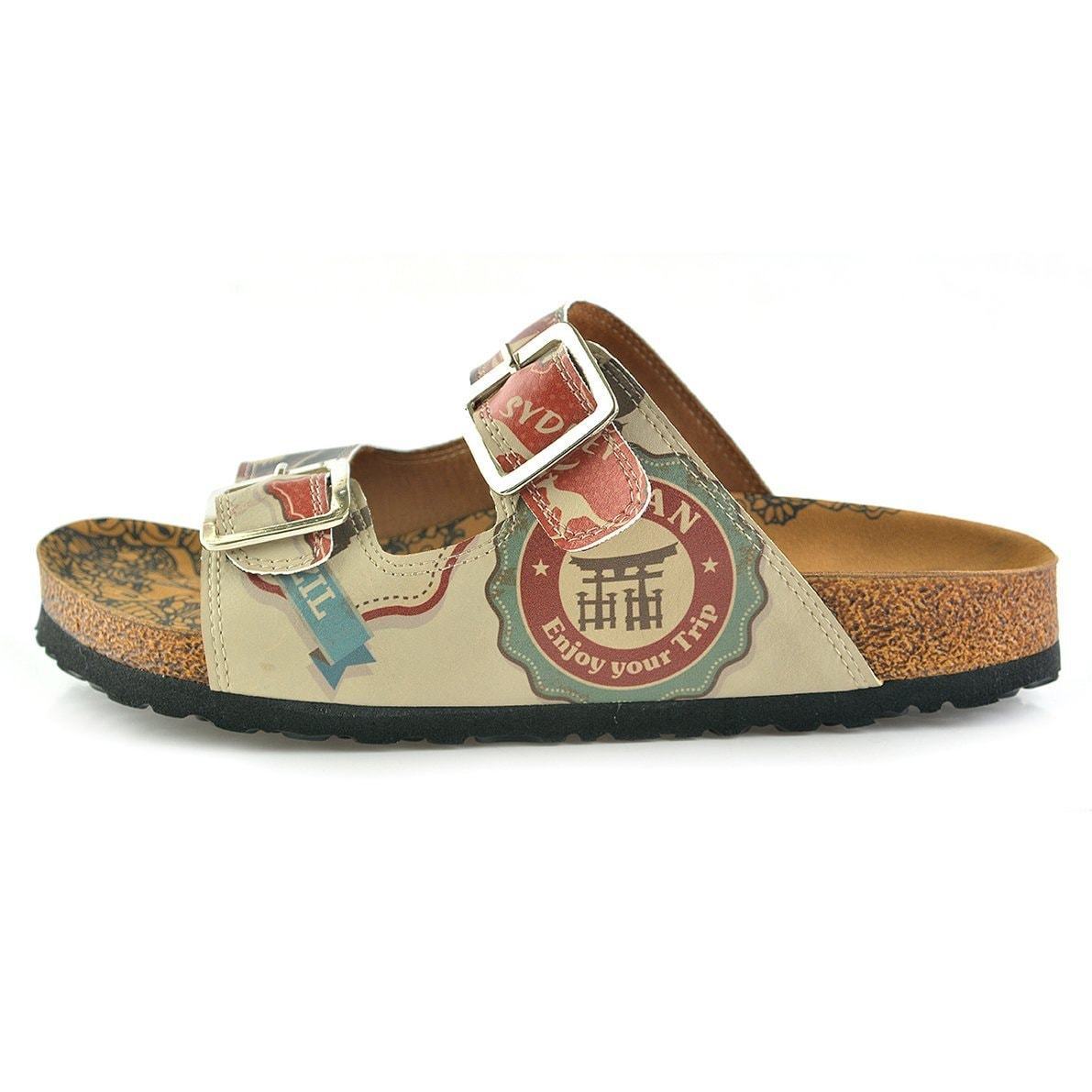 Cream & Red Italy Two-Strap Buckle Sandal CAL202 (737682751584)