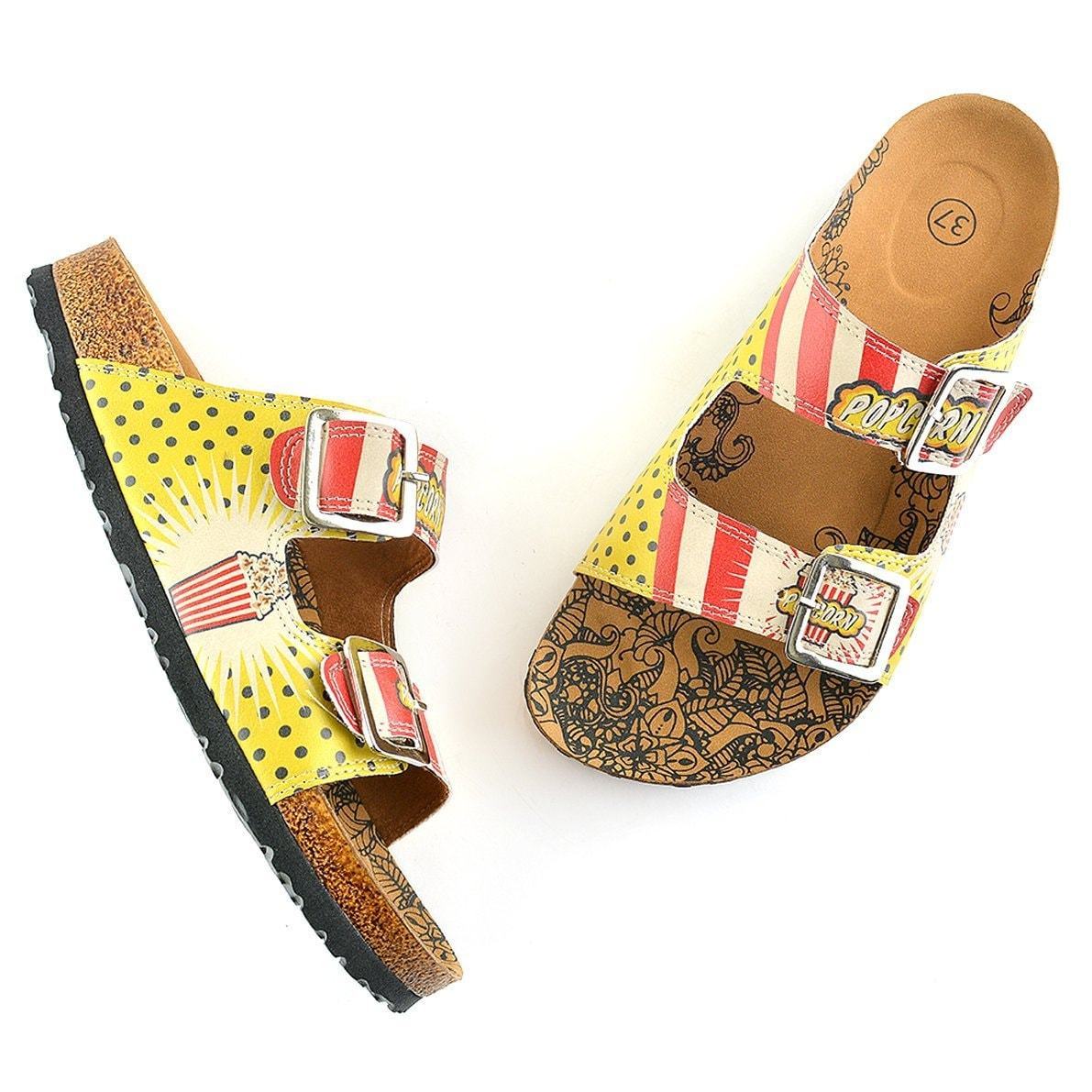 Red & Yellow Popcorn Two-Strap Buckle Sandal CAL203 (737682718816)