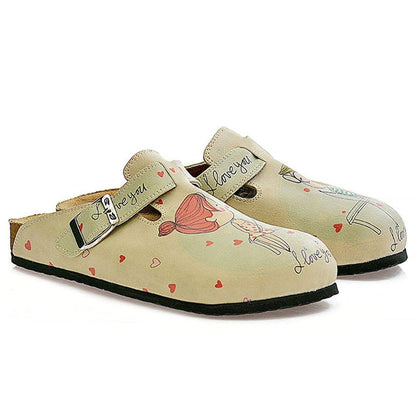 Cream Sketch Love Clogs CAL307 (737682194528)