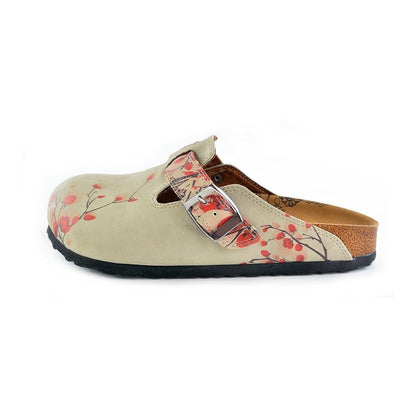 Cream & Red Floral clogs, mevsim CAL340 (737699758176)
