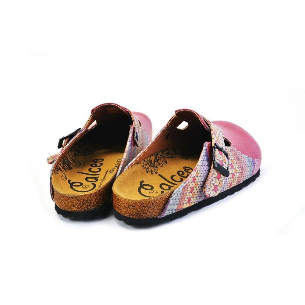 Red & Purple Heart Knit Print Slip-On Mule CAL367 (774935052384)