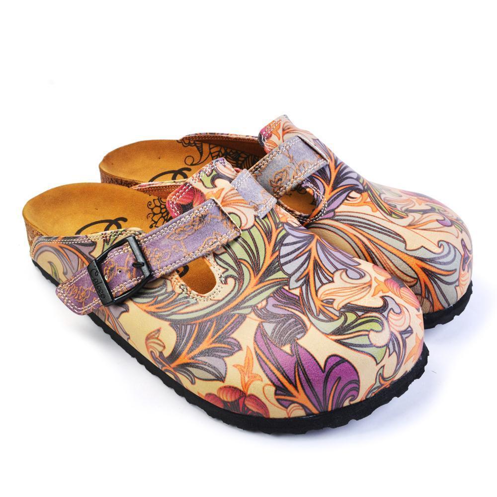 Purple & Pink Floral Slip On clogs, mevsim CAL371 (737756250208)