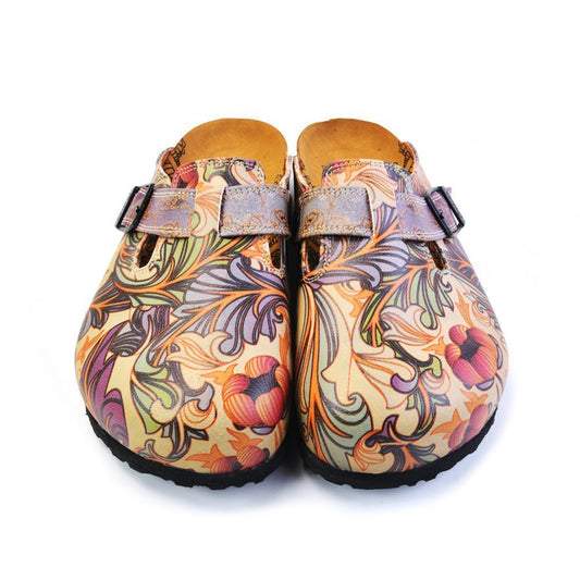 Purple & Pink Floral Slip On clogs, mevsim CAL371 (737756250208)
