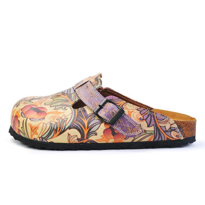 Purple & Pink Floral Slip On clogs, mevsim CAL371 (737756250208)