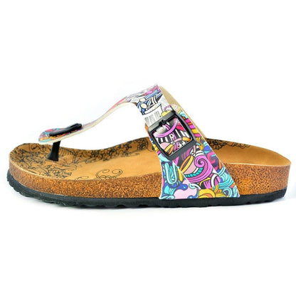 Purple & Pink Music T-Strap Sandal CAL516 (737680326752)