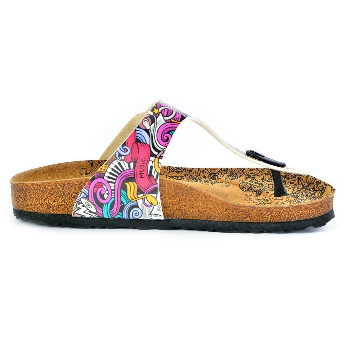 Purple & Pink Music T-Strap Sandal CAL516 (737680326752)