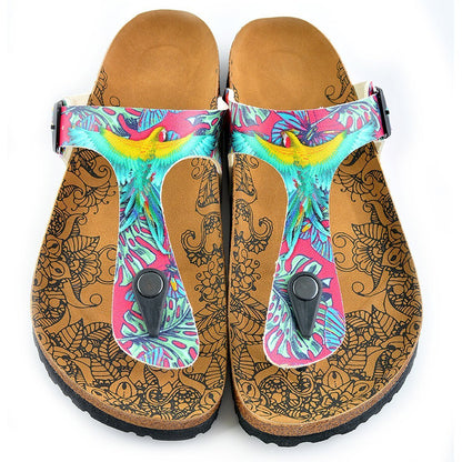 Pink & Turquoise T-Strap Sandal CAL518 (737699627104)