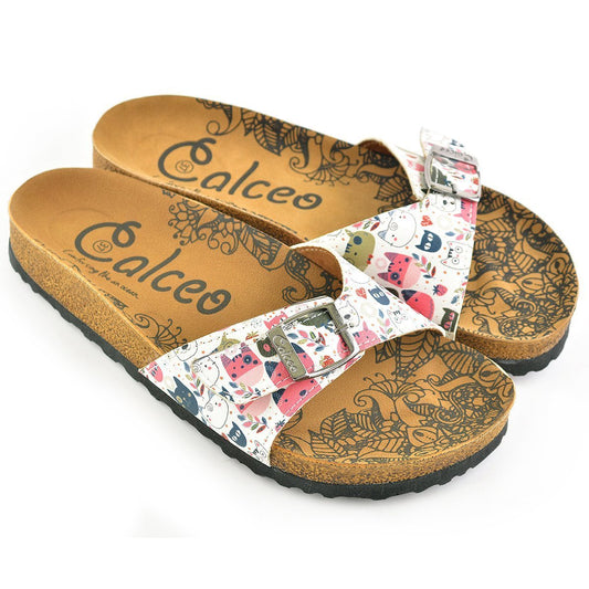 White & Red Cat Buckle-Accent Sandal CAL906 (737678950496)