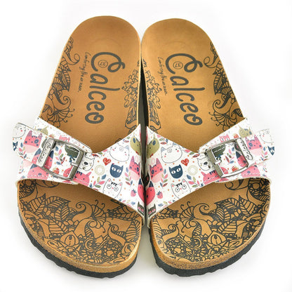 White & Red Cat Buckle-Accent Sandal CAL906 (737678950496)