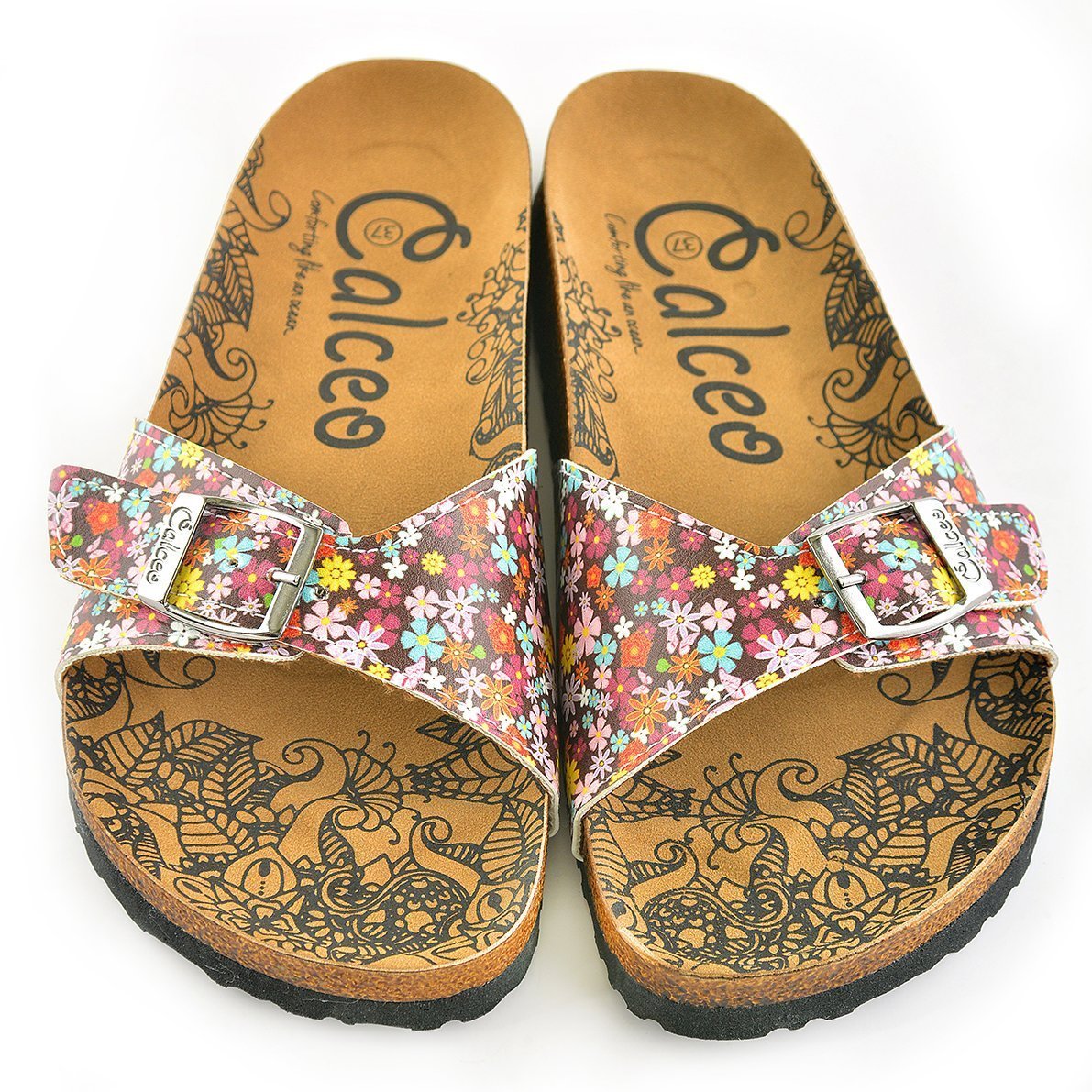 Pink Floral Buckle-Accent Sandal CAL908 (737678884960)