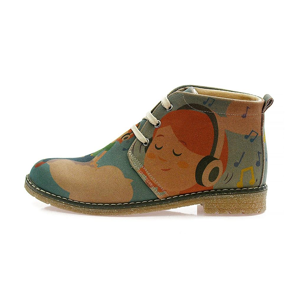 Happy Music Day Ankle Boots PH115 (1405807951968)