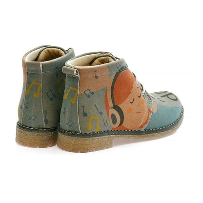 Happy Music Day Ankle Boots PH115 (1405807951968)