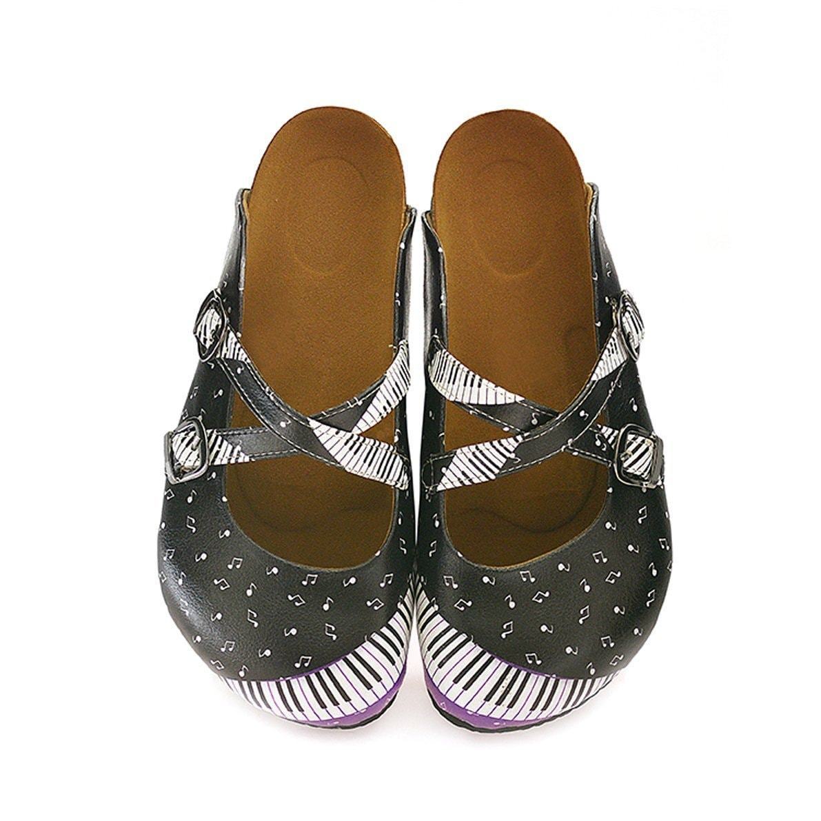 Black Piano Notes Clogs WCAL115 (737673707616)