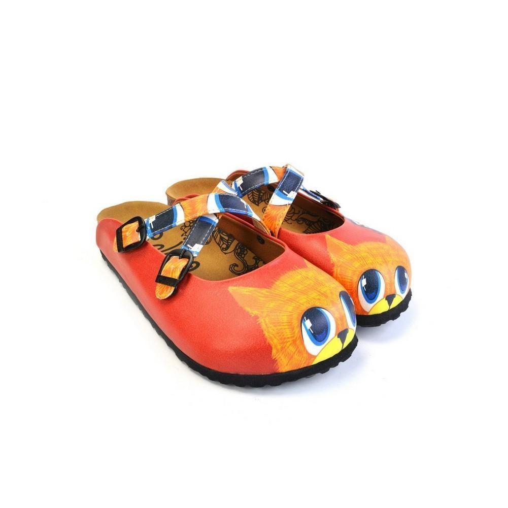 Pink & Orange Cat Crisscross Mule WCAL169 (774937215072)