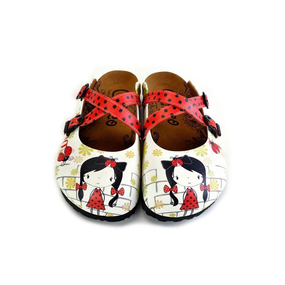 Red and Black Polkadot Pattern Cute Girl Patterned Clogs - WCAL171 (774937575520)