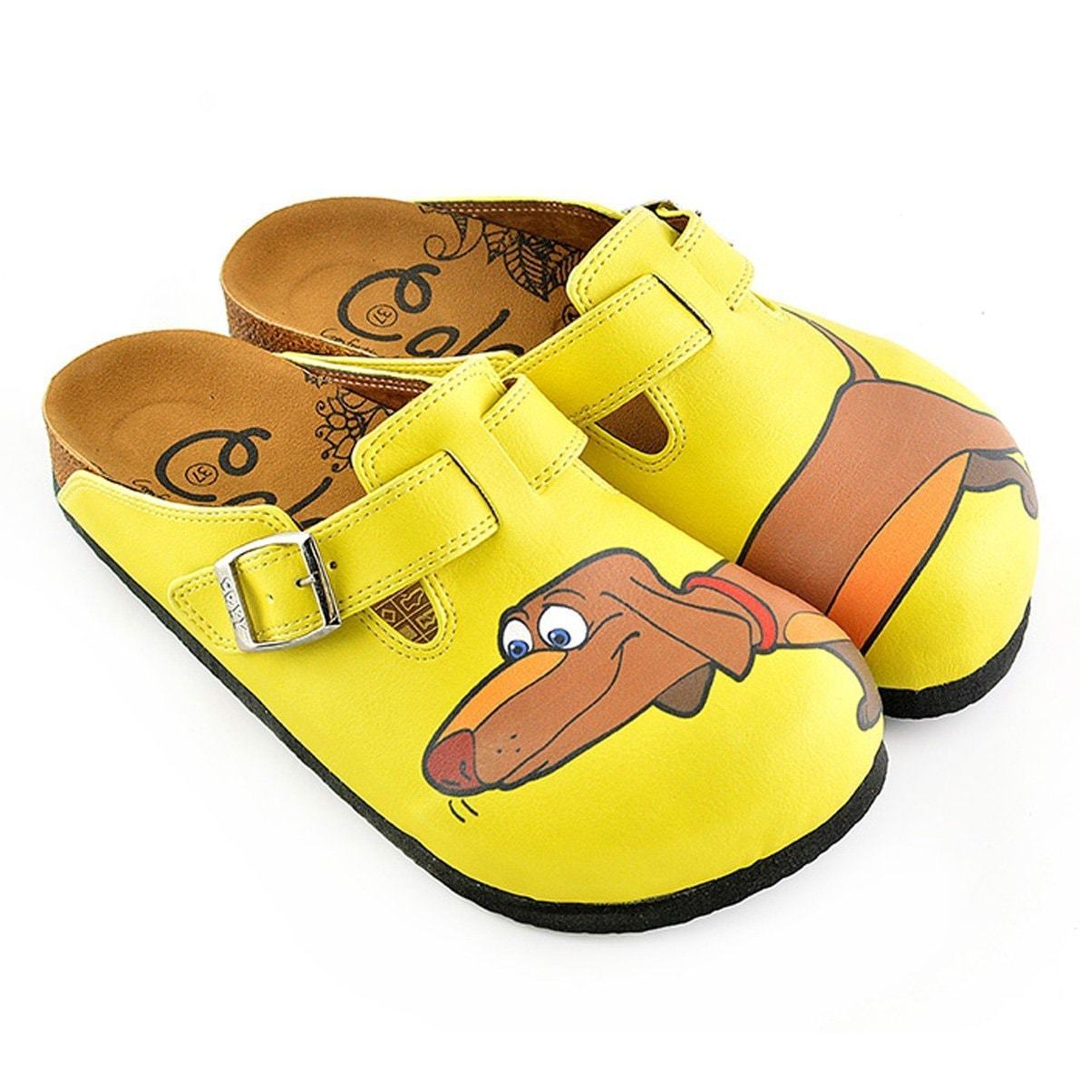 Yellow Dachshund clogs, mevsim WCAL346 (737670234208)