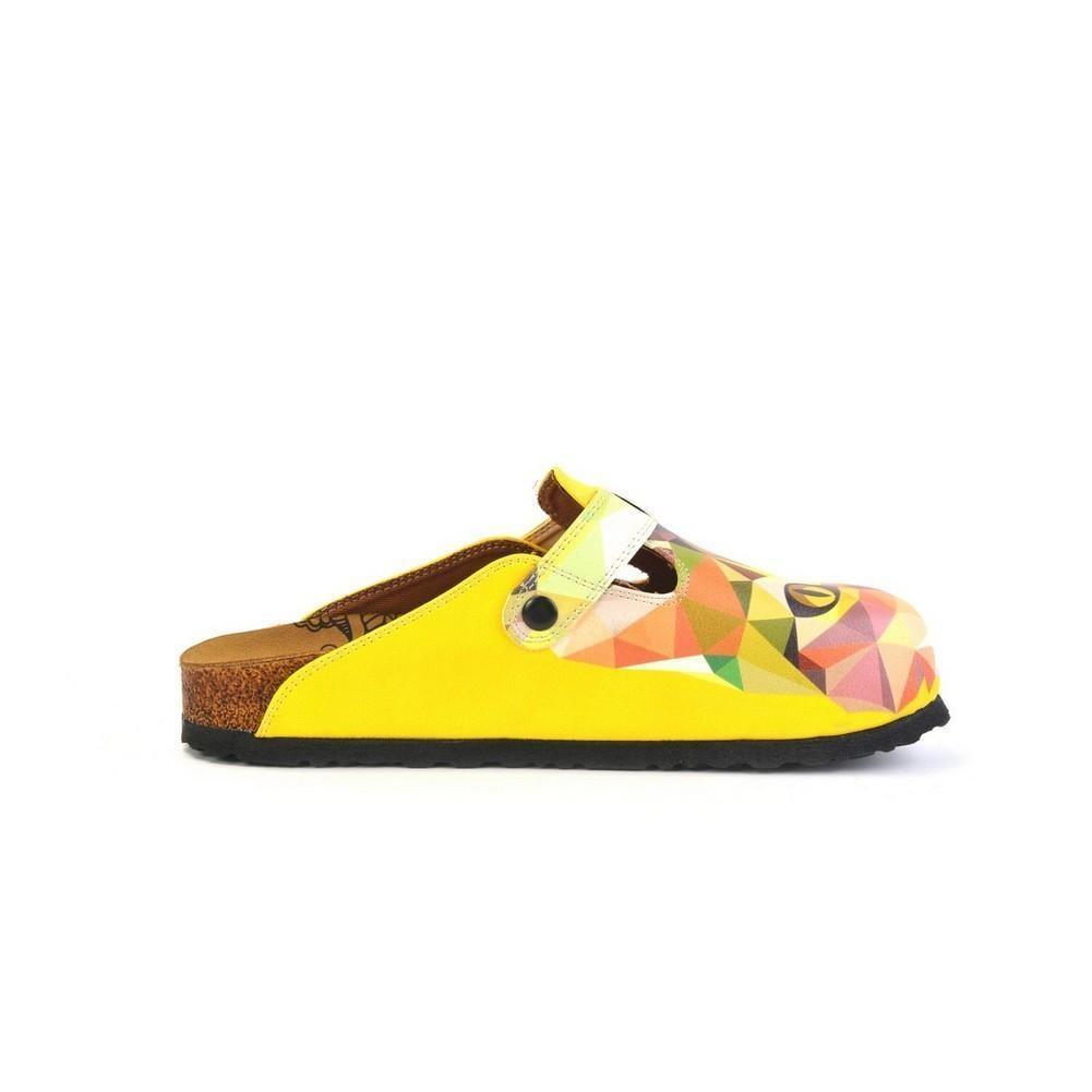 Green & Yellow Geometric Cat & Racoon Mule WCAL366 (774939541600)