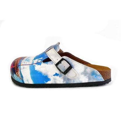Green and Pink Colored and Flowered, Welcome Bodrum Written Patterned Clogs - WCAL368 (774939869280)