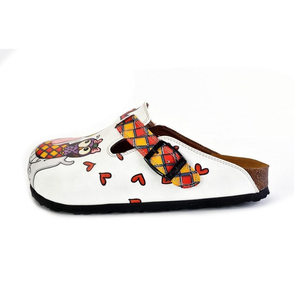Red and Yellow Square Patterned, Sleeping Owl and Grey Elephant Patterned Clogs - WCAL370 (774940164192)