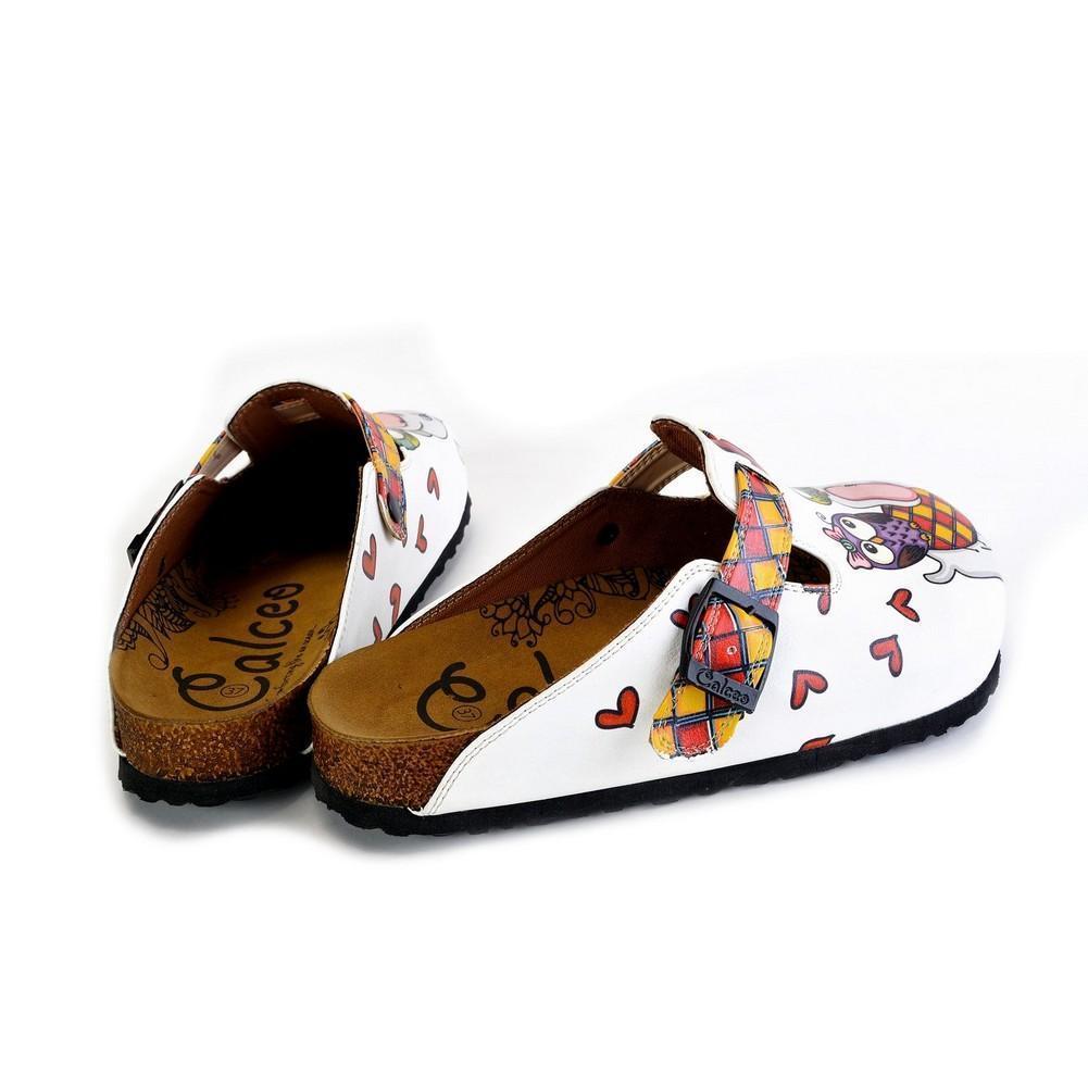 Red and Yellow Square Patterned, Sleeping Owl and Grey Elephant Patterned Clogs - WCAL370 (774940164192)
