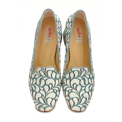 Blue and White Pattern Career Heel Shoes WDB108 (1421158547552)