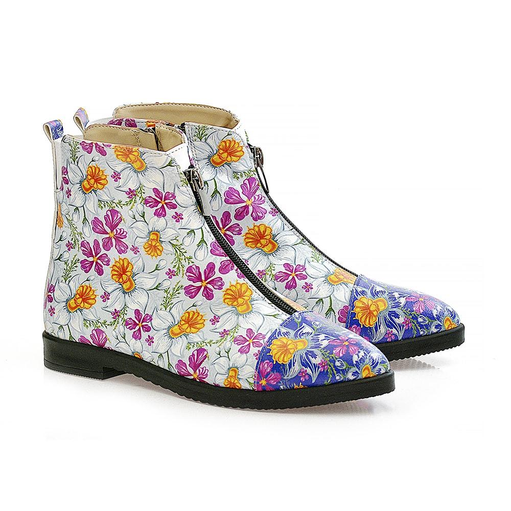 Flowers and Butterfly Short Boots WFER114 (1405821485152)